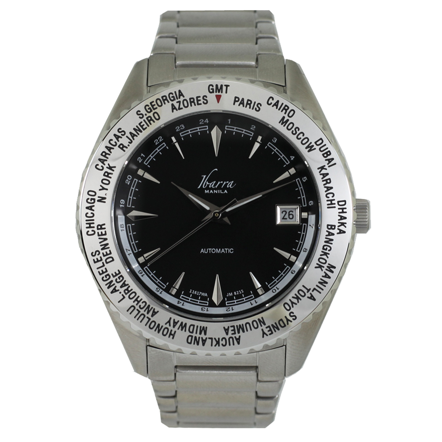 サルバドール 40mm ワールドタイマー オートマチック スチール ドレスウォッチ (ブラック ダイヤル)