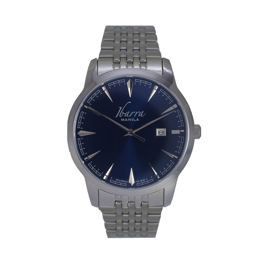 RIZAL 39MM クォーツ スチール ウォッチ (ブルー ダイヤル)