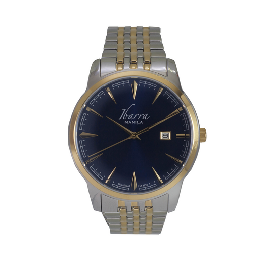 RIZAL 39MM クォーツ ツートンゴールドウォッチ (ブルーダイヤル)