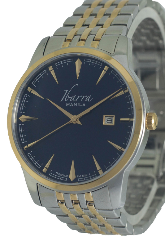 RIZAL 39MM クォーツ ツートンゴールドウォッチ (ブルーダイヤル)