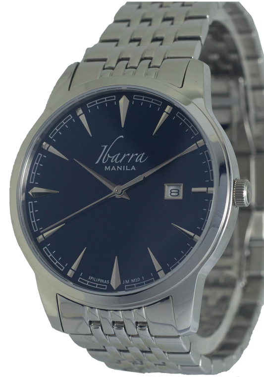 RIZAL 39MM クォーツ スチール ウォッチ (ブルー ダイヤル)