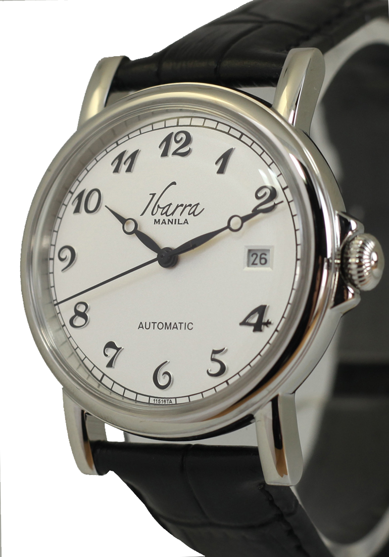 PLARIDEL 38MM AUTOMATIC SILVER DRESS WATCH (BLACK STRAP)