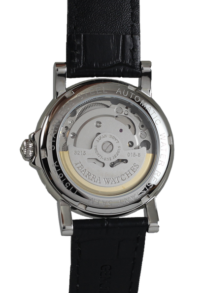 PLARIDEL 38MM AUTOMATIC SILVER DRESS WATCH (BLACK STRAP)