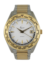 Load image into Gallery viewer, SALVADOR 40MM WORLD TIMER AUTOMATIC TWO-TONE DRESS WATCH (WHITE DIAL)
