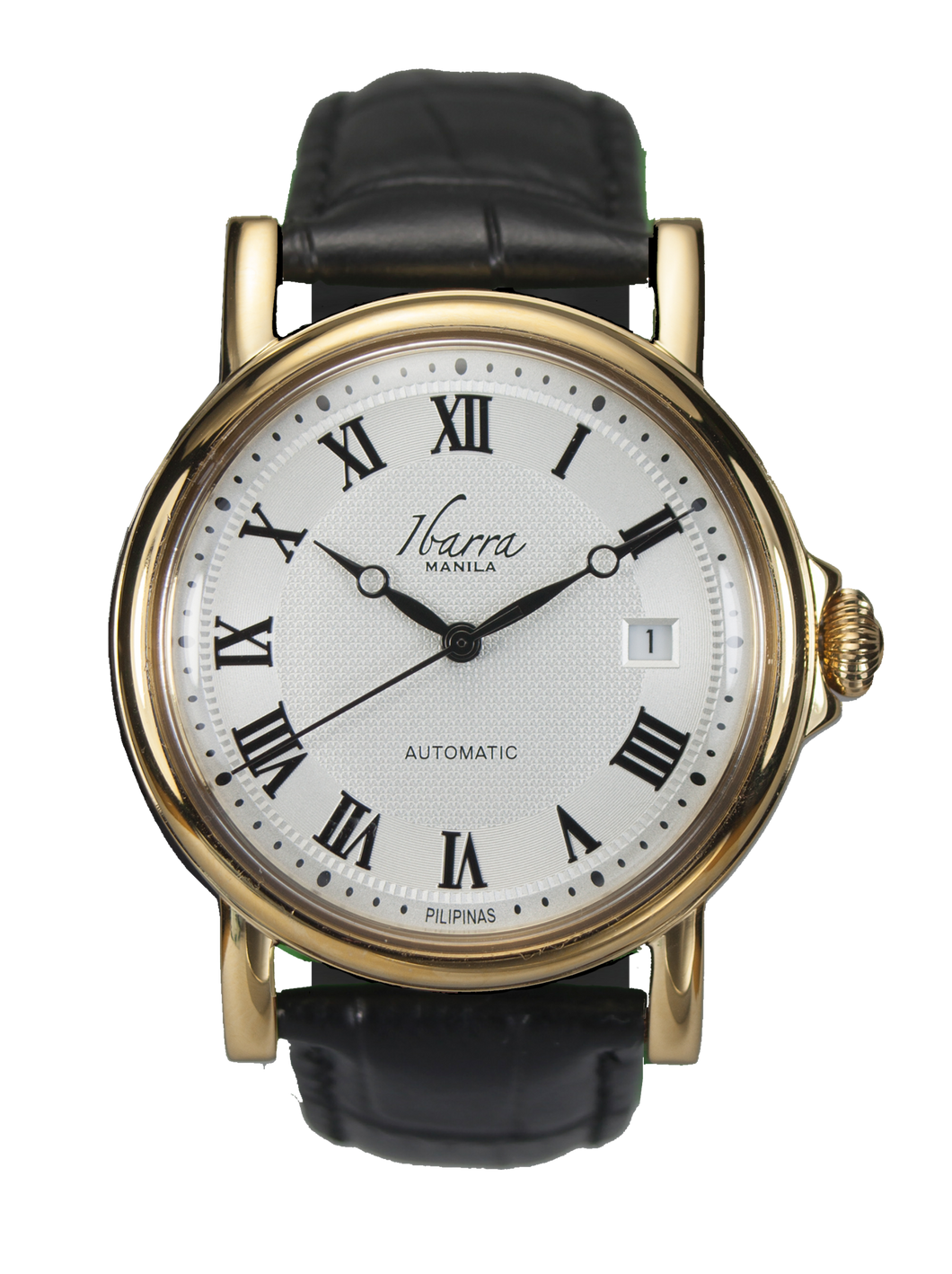 MARIANO (GOLD) 38MM AUTOMATIC DRESS WATCH (BLACK STRAP)