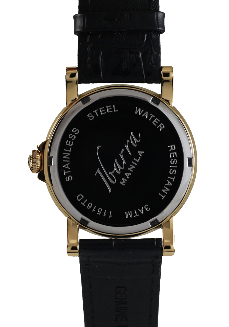 PLARIDEL 38MM クォーツ ゴールド ドレスウォッチ (ブラック ストラップ) 
