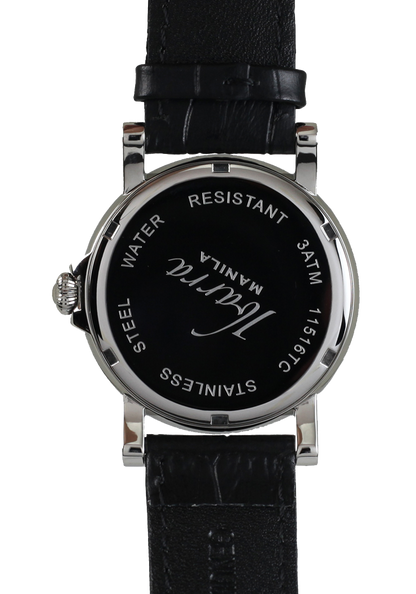 PLARIDEL 38MM クォーツ シルバー ドレスウォッチ (ブラック ストラップ) 